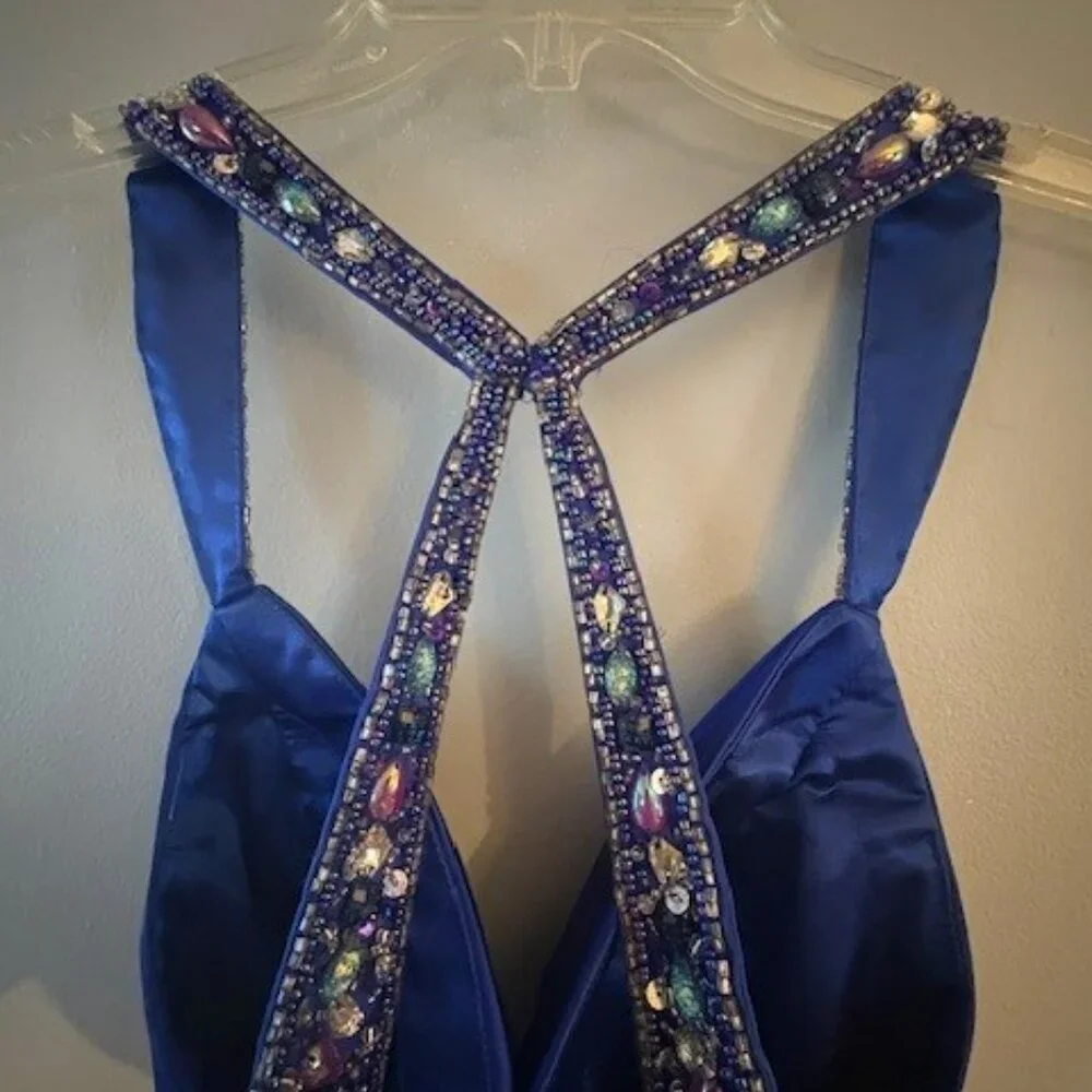 Vintage Y2K Stunning Royal Blue Floor Length Studio 17 Prom Dress Size 2 - Picture 5 of 6